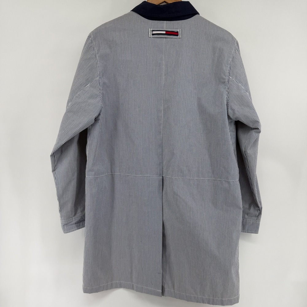 Tommy Hilfiger Womens Hickory Stripe Barn Coat Blue White Medium - Picture 4 of 9